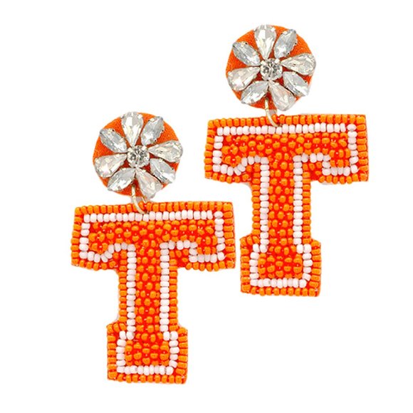 University of Tennessee VOLS Football Gameday Orange Crystal Beaded Earrings NEW - Picture 3 of 3